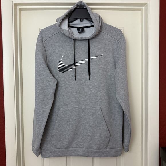 Nike Hoodie Sweatshirt Mens M Grey Big Center Swoosh Dri Fit Pullover DB4215‑063 - Picture 3 of 10